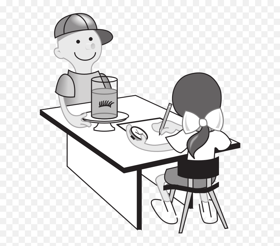 Clipart - Kids At Table Doing Experiment Clipartsco Emoji,Kid Eating Clipart