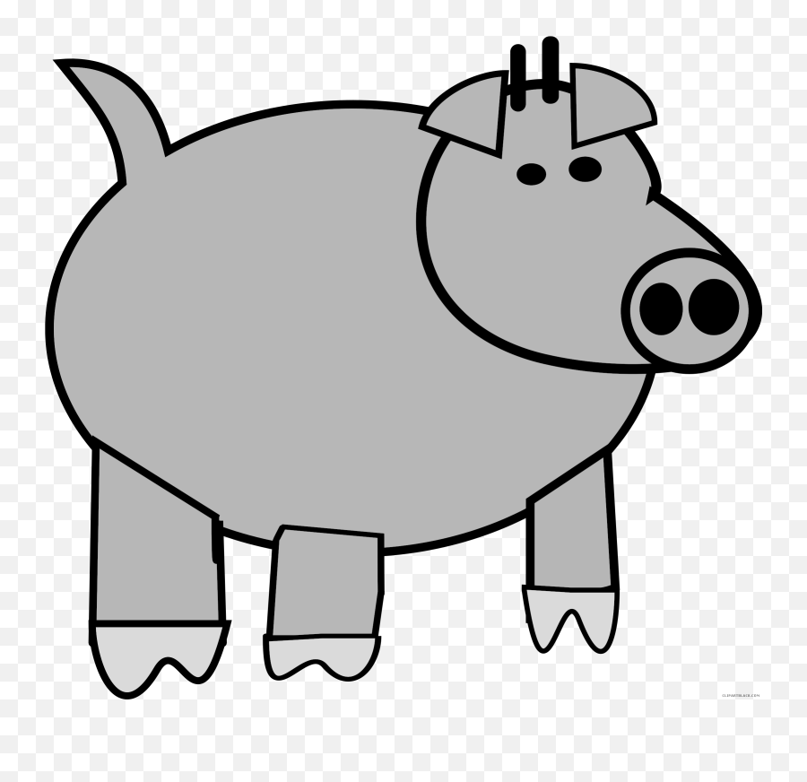 Cartoon Pig Animal Free Black White Clipart Images - Cartoon Clipart Pig Emoji,Free Black And White Clipart