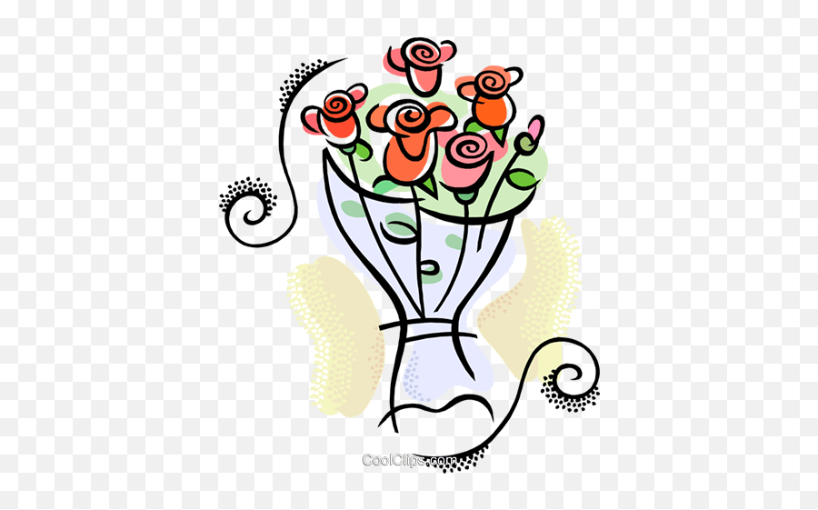 Bouquet Of Flowers Royalty Free Vector Clip Art Illustration - Simple Bouquet Rose Bouquet Clipart Emoji,Bouquet Of Flowers Clipart