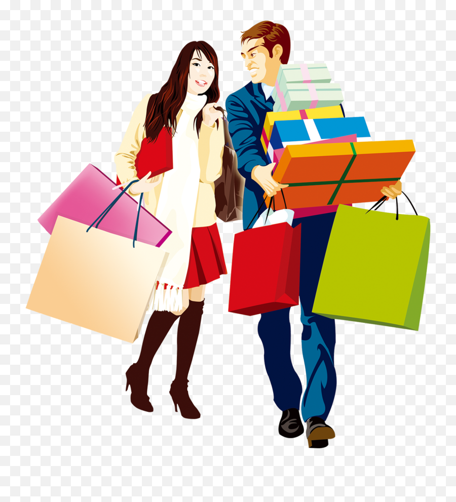 Shopping Clip Art - Shopping Couple Png 1589x1680 Png Emoji,Shopper Clipart