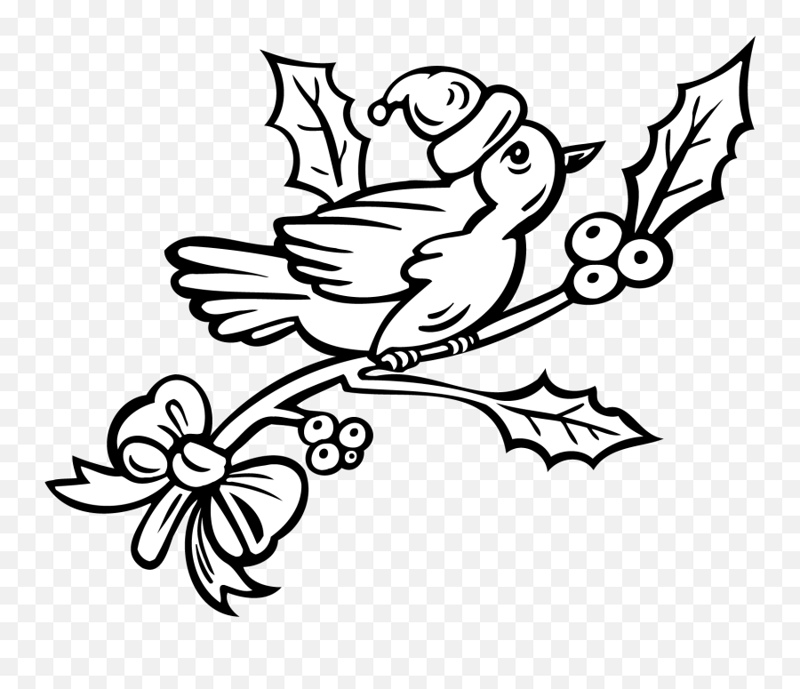 Printable Robin Bird Coloring Pages With Christmas - Christmas Coloring Pages Of A Bird Emoji,Christmas Black And White Clipart