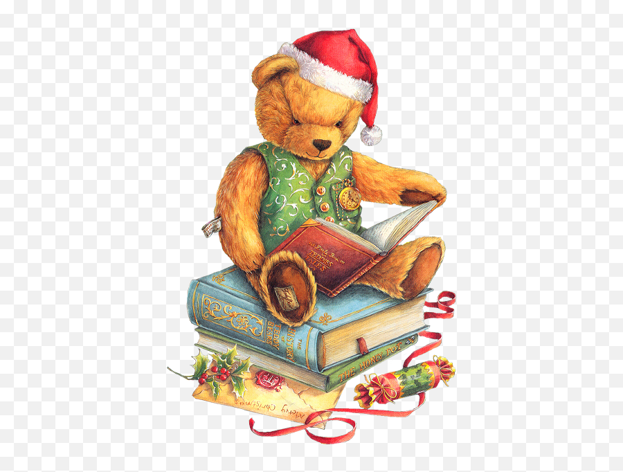 Pin By Gudrun Broszat On Christmas Christmas Teddy Bear - Santa Reading Cliparts Emoji,Vintage Christmas Clipart