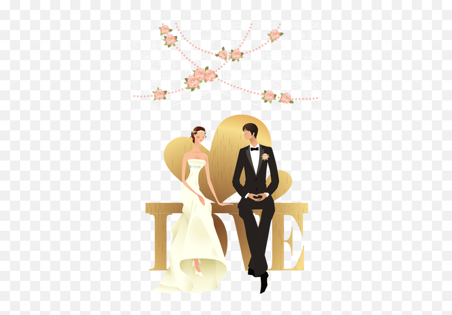 Groom And Bride Transparent Background Png - Cartoon Wedding Wedding Couple Wedding Cartoon Emoji,Wedding Png