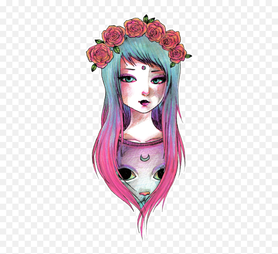 Pastel Goth - Pastel Goth Girl Drawing 367x750 Png Emoji,Goth Clipart