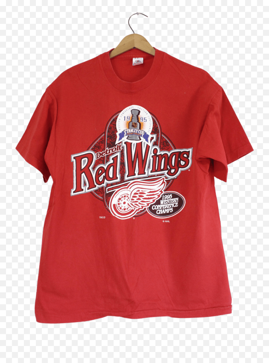 Red Vintage Detroit Red Wings Hockey T - Shirt By Fruit Of The Emoji,Red Wings Logo Png