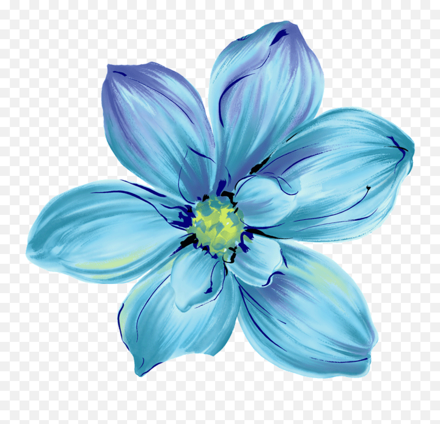 Ftestickers Art Watercolor Flower Blue - Flower Png Tumblr Blue Flower Png Emoji,Flower Png