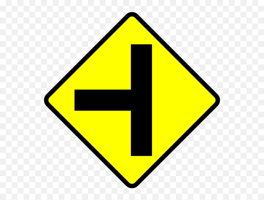Caution T Junction Road Sign Clipart Panda - Free Clipart Side Road Sign Png Emoji,Road Clipart