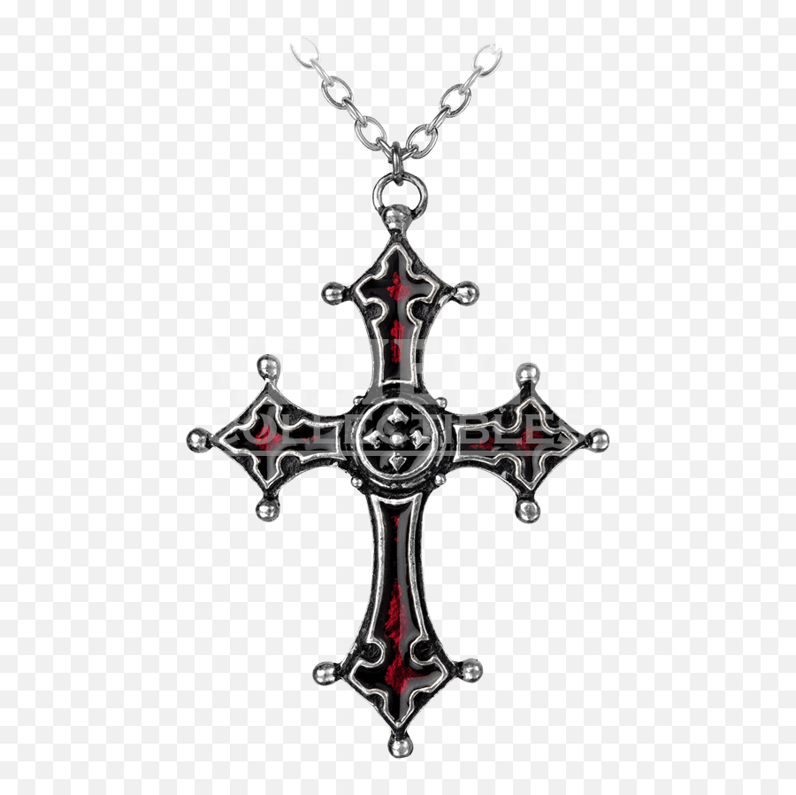 Mens Gothic Chain Necklace - Goth Cross Chain Png Emoji,Chain Necklace Png
