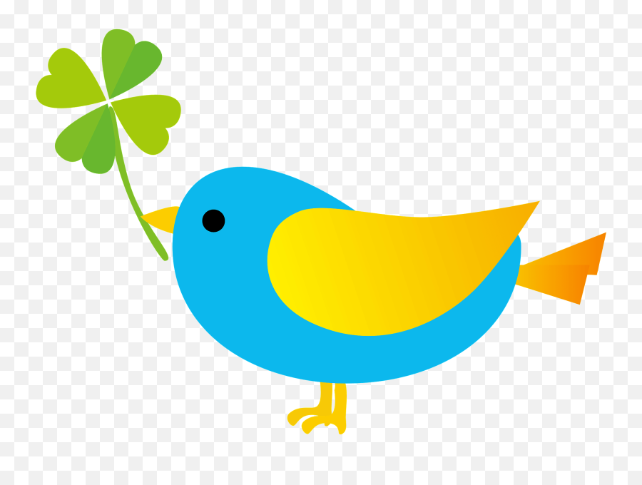 Blue Bird Holding Clover Clipart Free Download Transparent - Clover And Bird Png Emoji,Clover Clipart