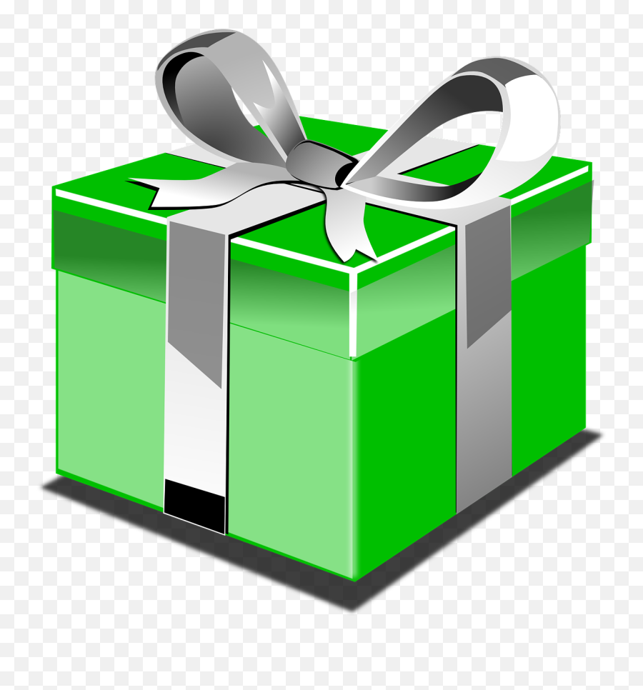 Present Gift Green Bow Silver Png Emoji,Green Bow Png