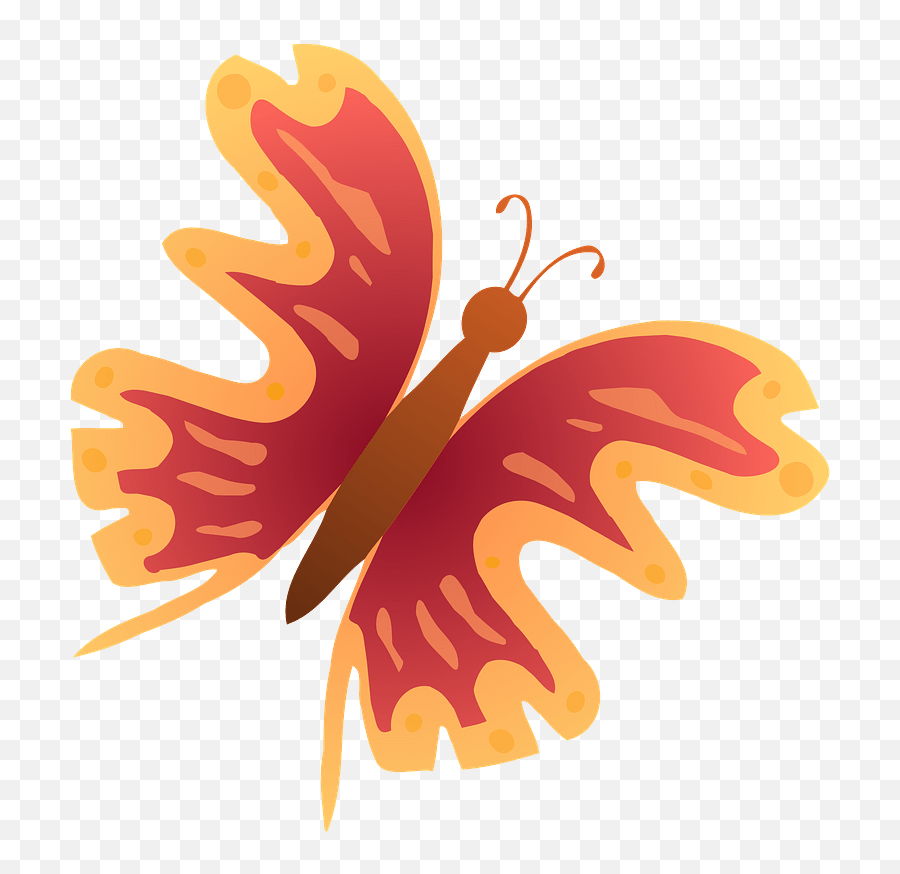 Red And Yellow Butterfly - Wings Opne Clipart Free Download Emoji,Butterfly Wings Png