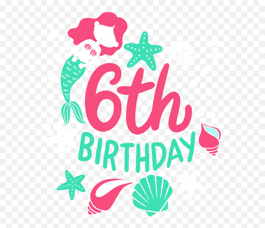 6th Birthday Mermaid Gift For Girls Turning 6 Shower Curtain Emoji,1st Birthday Clipart