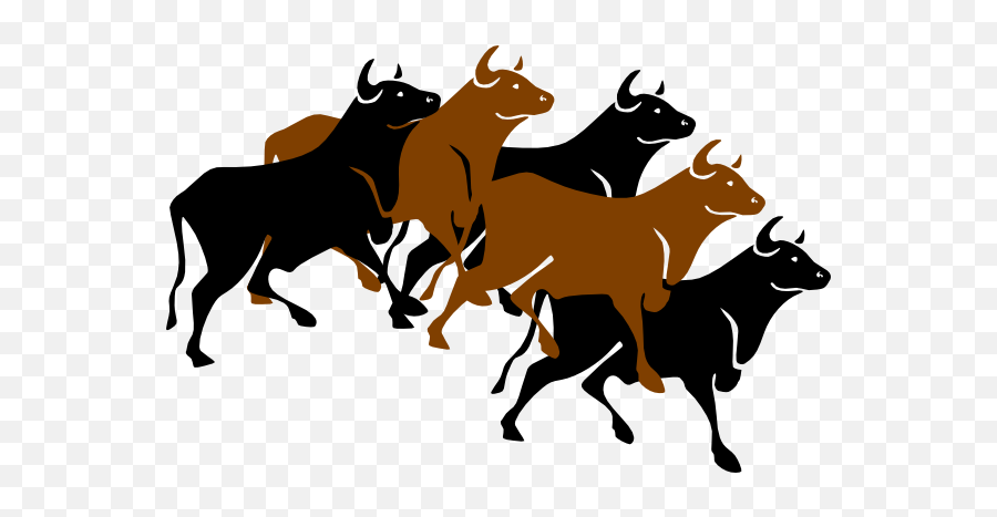 Bull Stampede Clip Art At Clker - Herd Clipart Emoji,Bull Clipart