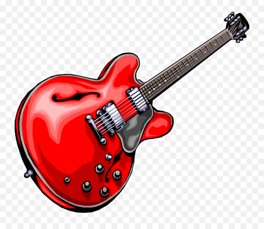 Electric Guitar Royalty Free Vector Clip Art Illustration - Gibson Es 335 Illustration Emoji,Electric Guitar Clipart