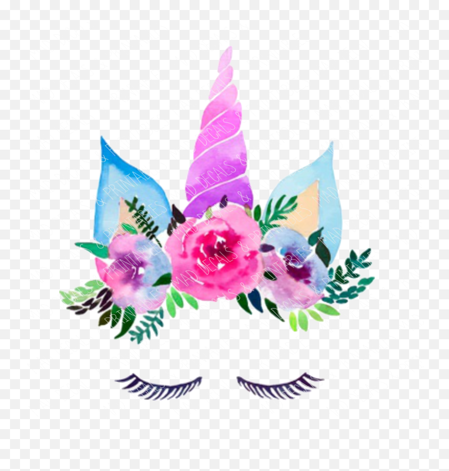 Watercolor Unicorn Face 2 - Floral Unicorn Emoji,Unicorn Face Png