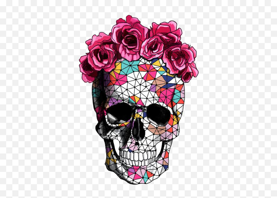Download Flower Skull Calavera Crown Creative Rose Clipart - Sugar Skull Emoji,Rose Clipart Png