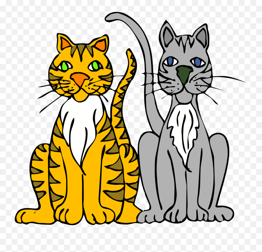Two Cartoon Cats Clip Art At Clkercom - Vector Clip Art Clipart 2 Cats Emoji,Kitten Clipart