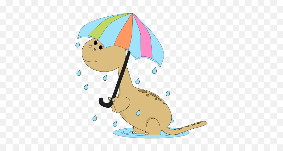 Dinosaur In The Rain Clip Art - Dinosaur With Umbrella Clipart Emoji,Waterfall Clipart