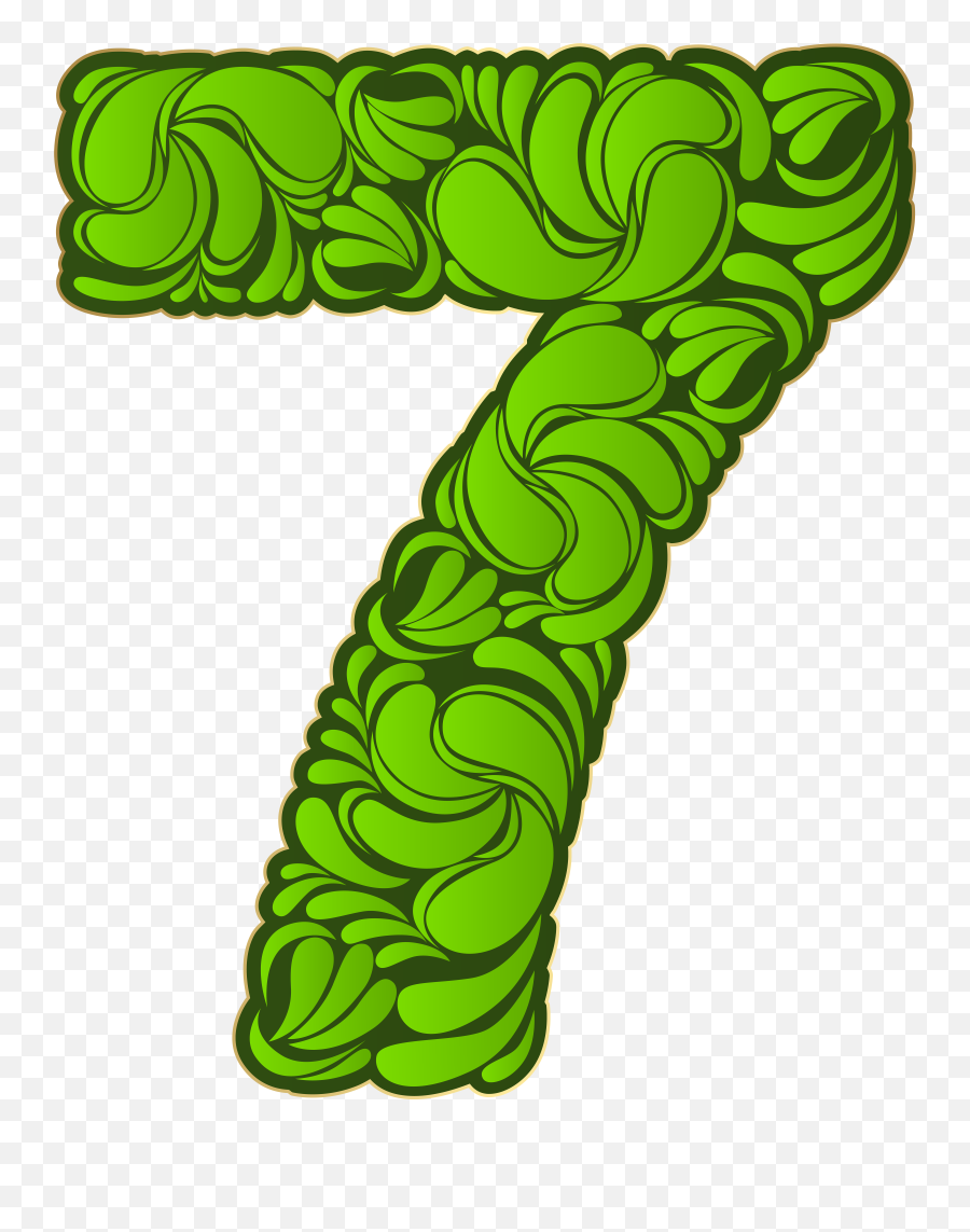Number Seven Green Transparent Png Image Clipart - Full Size Emoji,7 Clipart