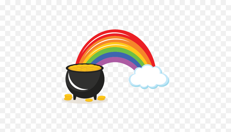 St - Cute Rainbow With Pot Of Gold Clipart Emoji,Pot Of Gold Clipart