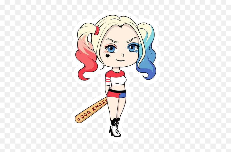 Dc Comics Chibi Harley Quinn Sticker Emoji,Harley Quin Logo