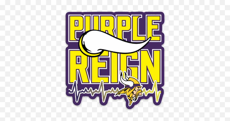 Minnesota Vikings Purple Reign Viking Logo Type U0026 Heartbeat Pulse Die - Cut Magnet Emoji,Magnet Logo