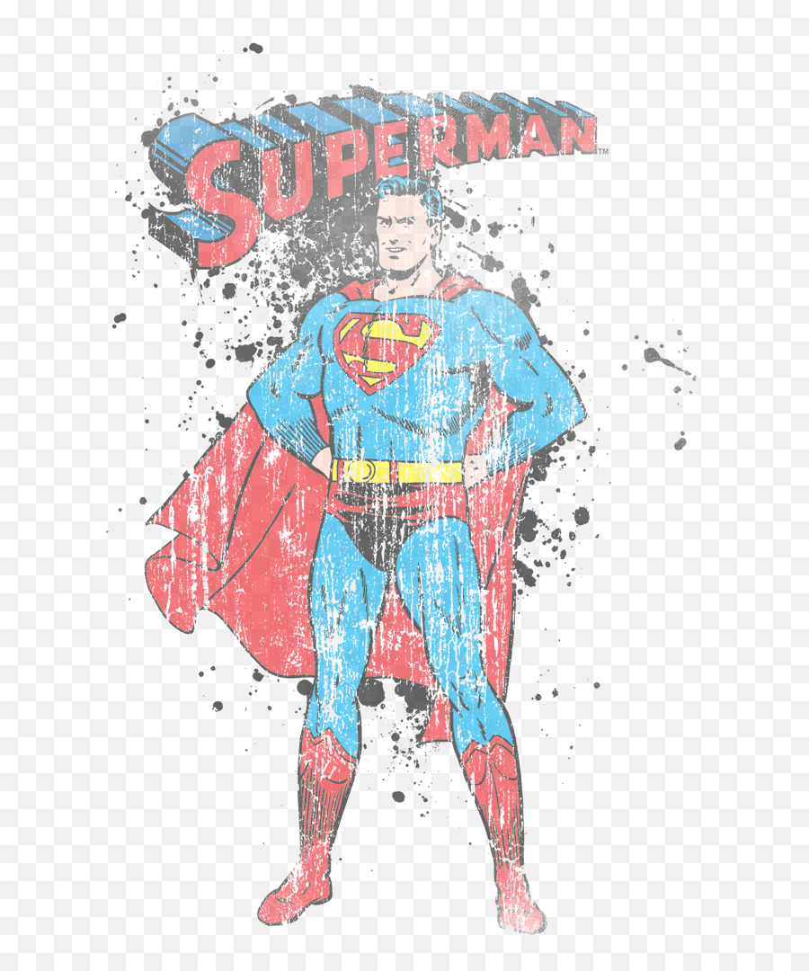 Download Superman Vintage Ink Splatter Menu0027s Regular Fit T Emoji,Superman Logo Shirt