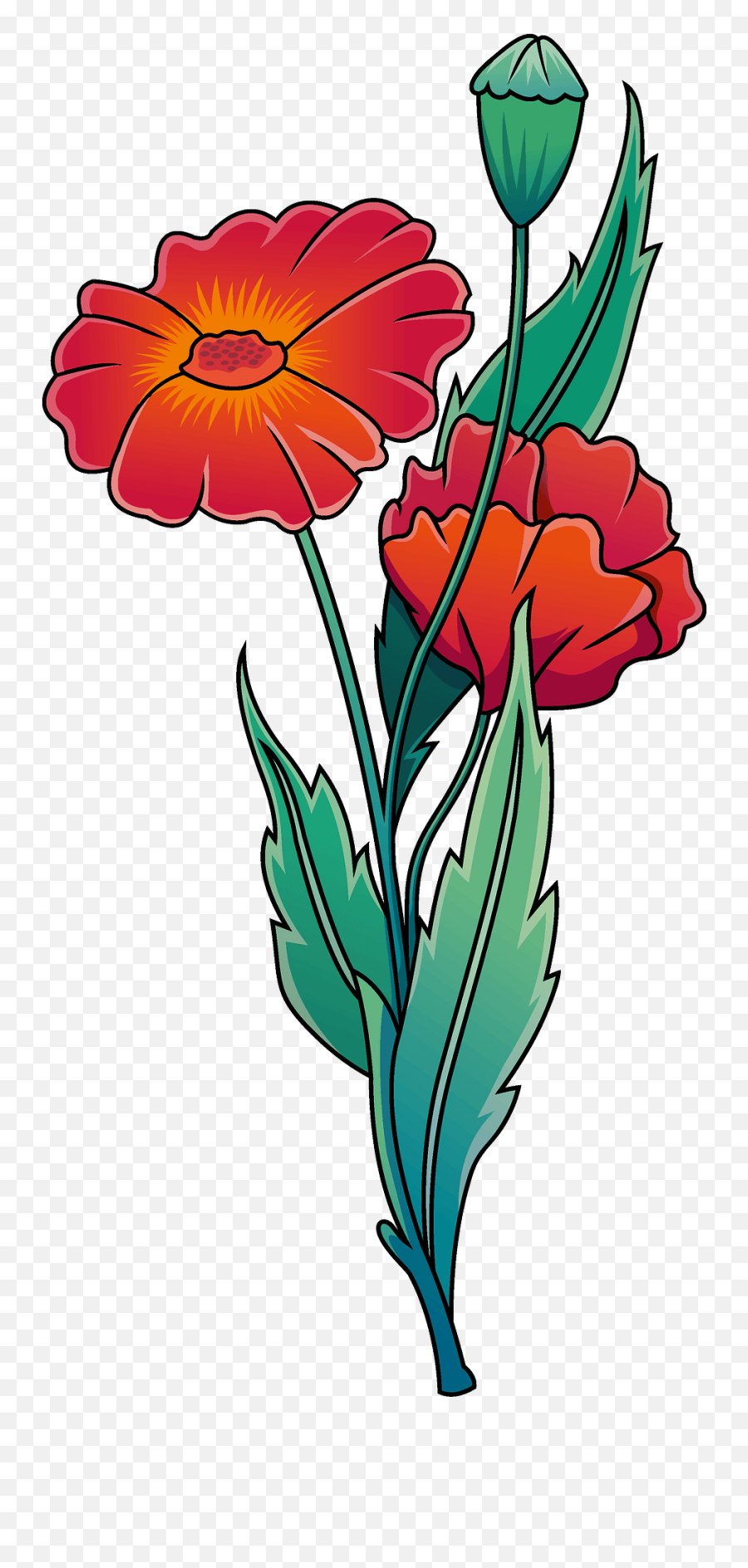 Wildflower Poppy Clipart - Clipart Wildflowers Emoji,Poppy Flower Clipart