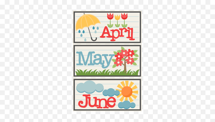 April May June Titles Svg Scrapbook Cut - April May June Png Emoji,April Clipart