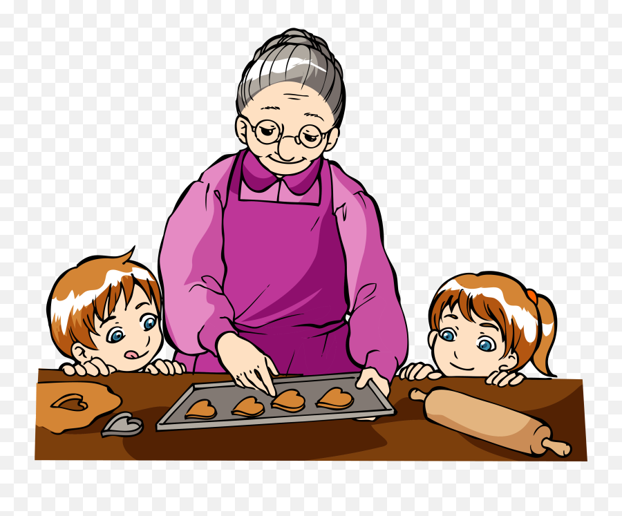 Grandma Cookies Clip Art - Making Cookies With Grandma Clipart Emoji,Grandma Clipart