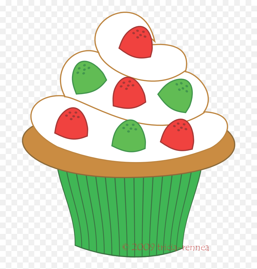Clip Art Cupcake And Pink Cupcakes - Christmas Cupcake Clipart Emoji,Cupcakes Clipart