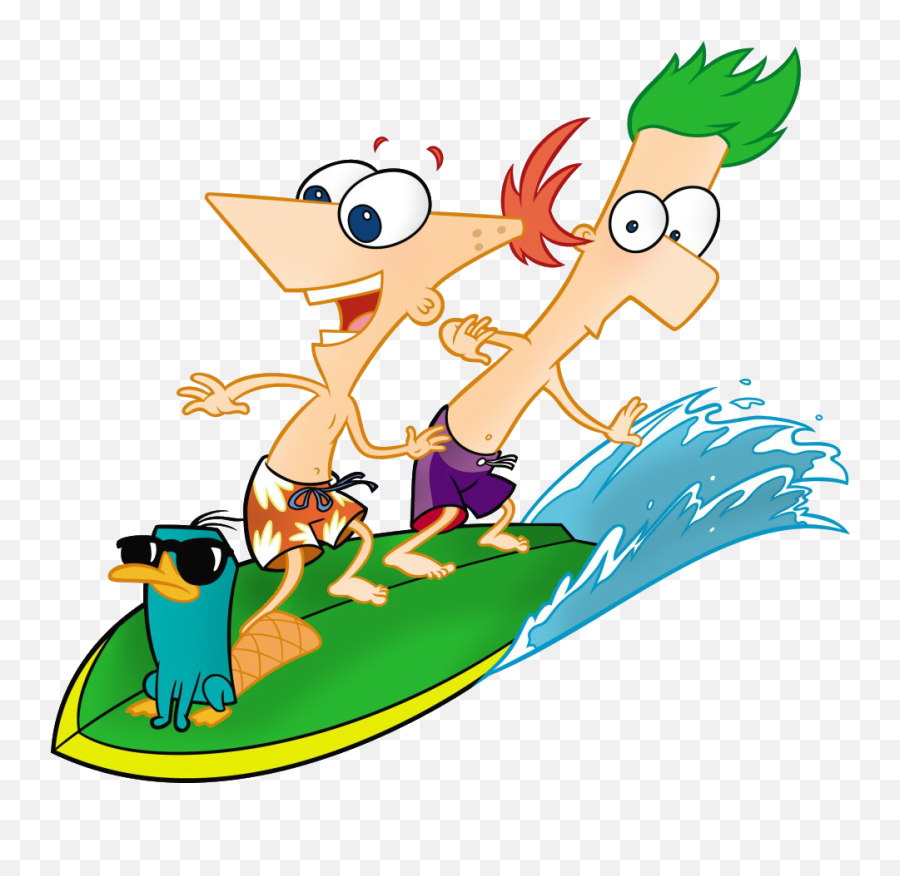 Clipart Of Surfing The Wave Free Image - Phineas Y Ferb Surfeando Emoji,Wave Clipart