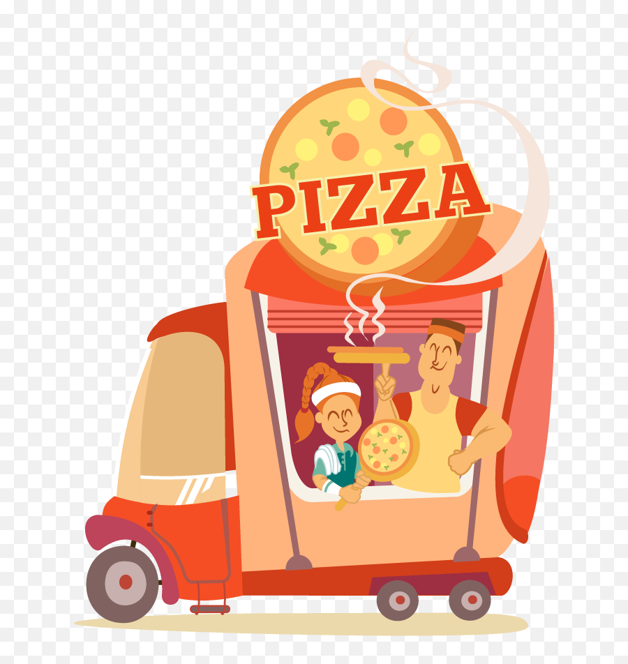 Download Cartoon Family Pizza Clipart - Food Truck Pizza Png Food Truck Pizza Png Emoji,Pizza Clipart