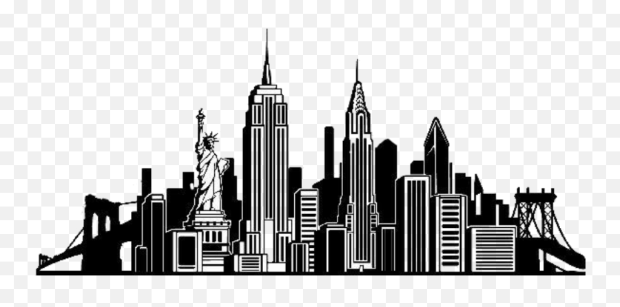City Sticker - Silhouette New York Skyline Png Full Size New York Skyline Png Emoji,Skyline Png