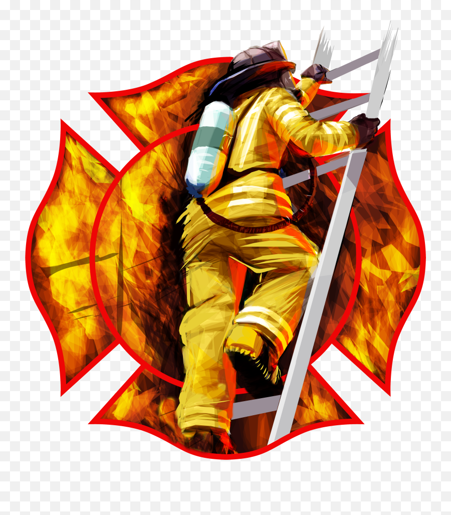 Fire Fighter Fabric Custom Print Panel - Fire Fighting Cartoon Old Emoji,Firefighter Clipart