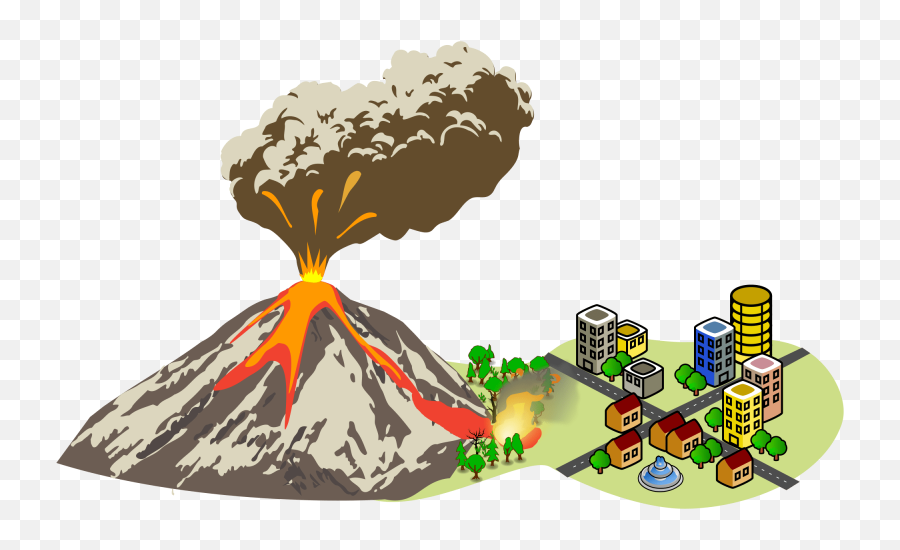 Volcano Erupting Near The City - After Volcanic Eruption Clipart Emoji,Volcano Clipart