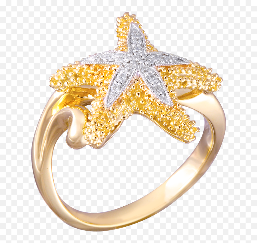 14k Yellow Gold Sea Star Ring Emoji,Starfish Transparent Background