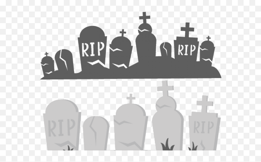 Black Halloween Tombstone Clipart - Graveyard Clip Art Black And White Emoji,Tombstone Clipart