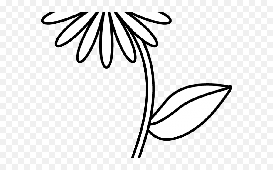 Simple Flower Drawing Easy Clipart - Full Size Clipart Emoji,Flower Stem Clipart Black And White