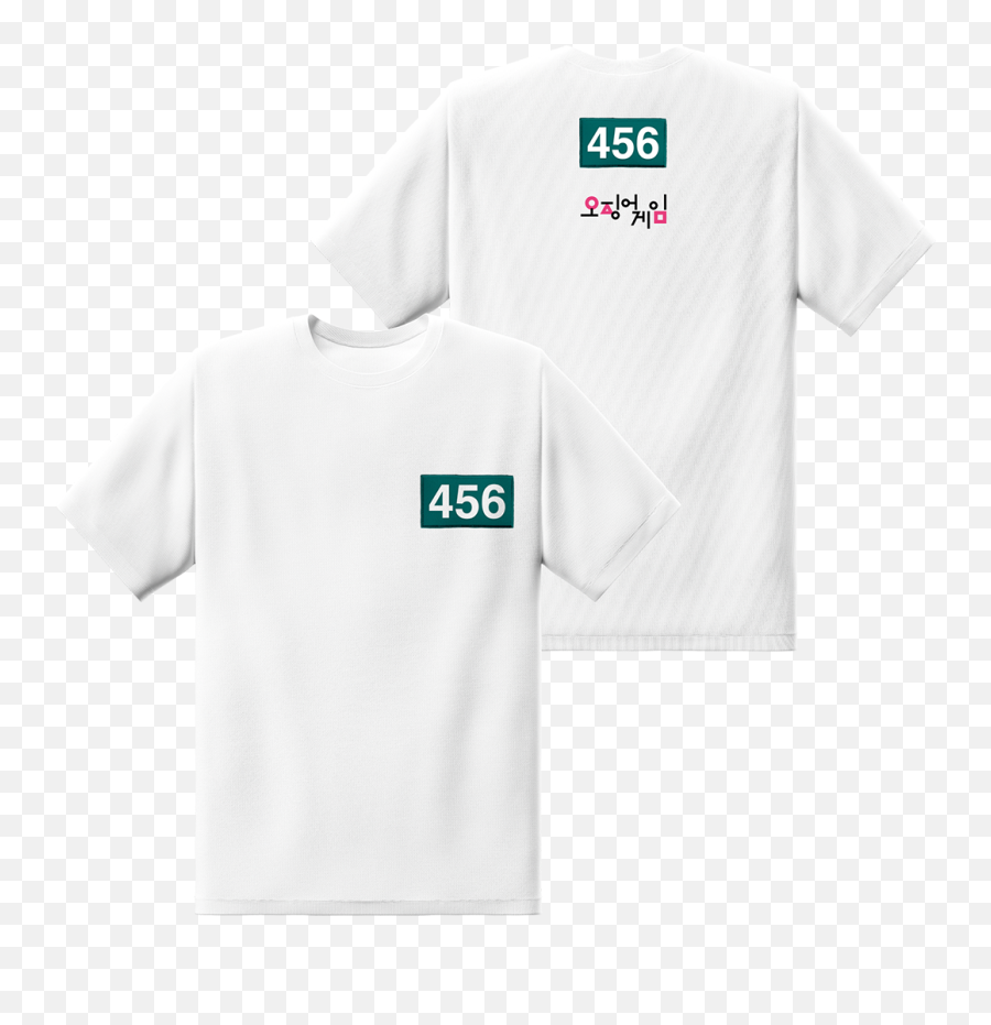 Squid Game Player Number Patch White Custom Shirt Emoji,White Tee Png