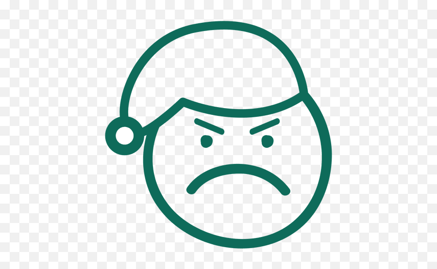 Frown Santa Claus Hat Face Green Stroke Emoticon 14 - Dot Emoji,Frown Png