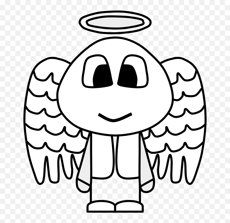 Angel Halo Wings Big Eyes Cartoon Person Black - Angel Emoji,Angel Halo Transparent