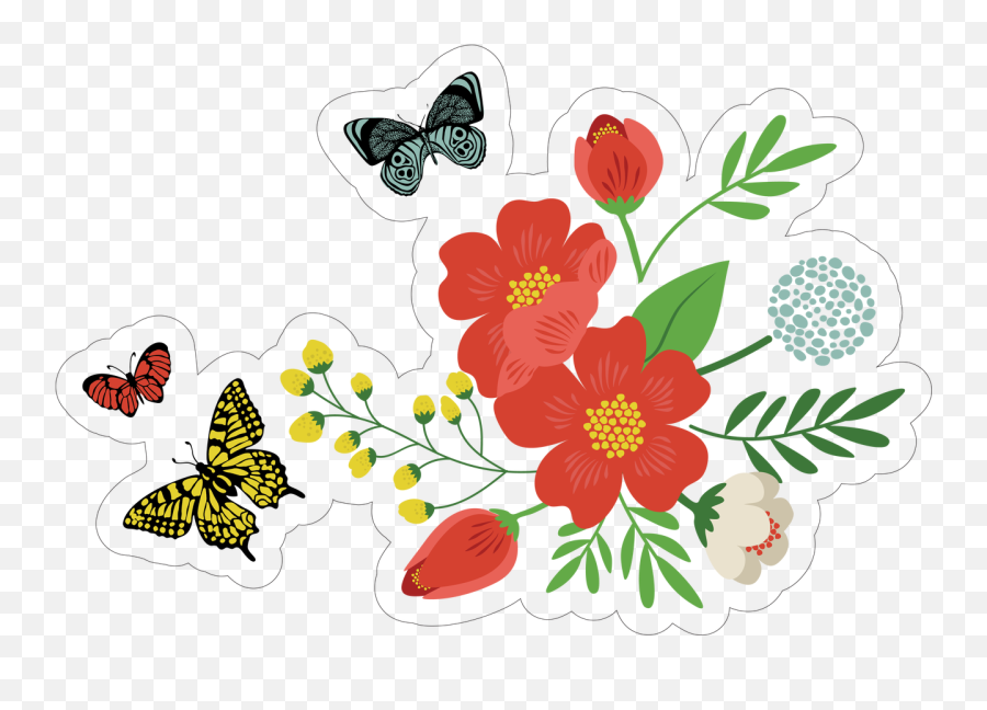 Flowers And Butterflies Print U0026 Cut File Transparent Emoji,Butterflies And Flowers Clipart