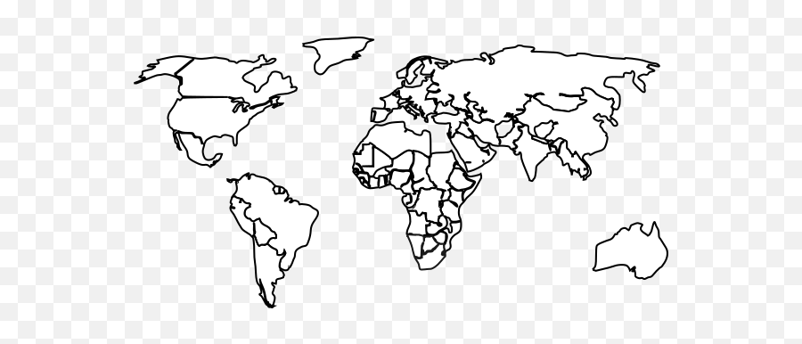 Black White Outline World Map Clip Art At Clkercom - Vector World Map Outline Emoji,World Map Cliparts