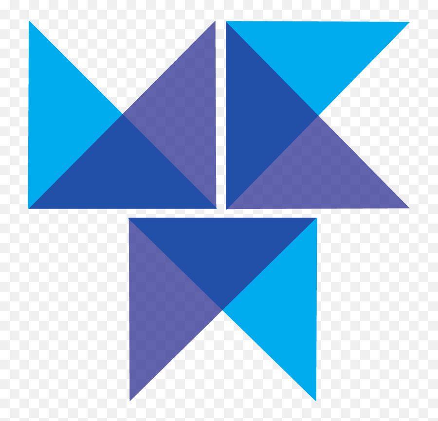 K M W Overlapping Blue Triangles - Vertical Emoji,Blue Triangle Logos