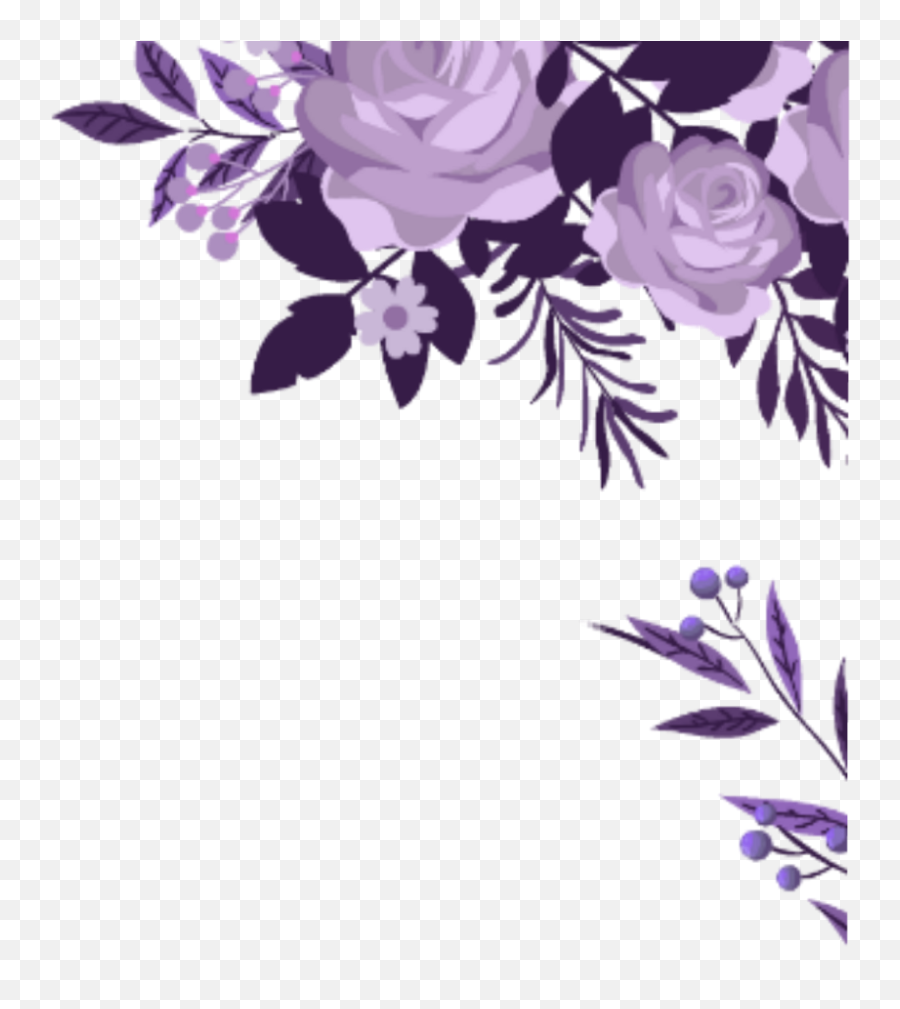 Ftestickers Watercolor Flowers Border Corner Purple Emoji,Water Color Flower Png