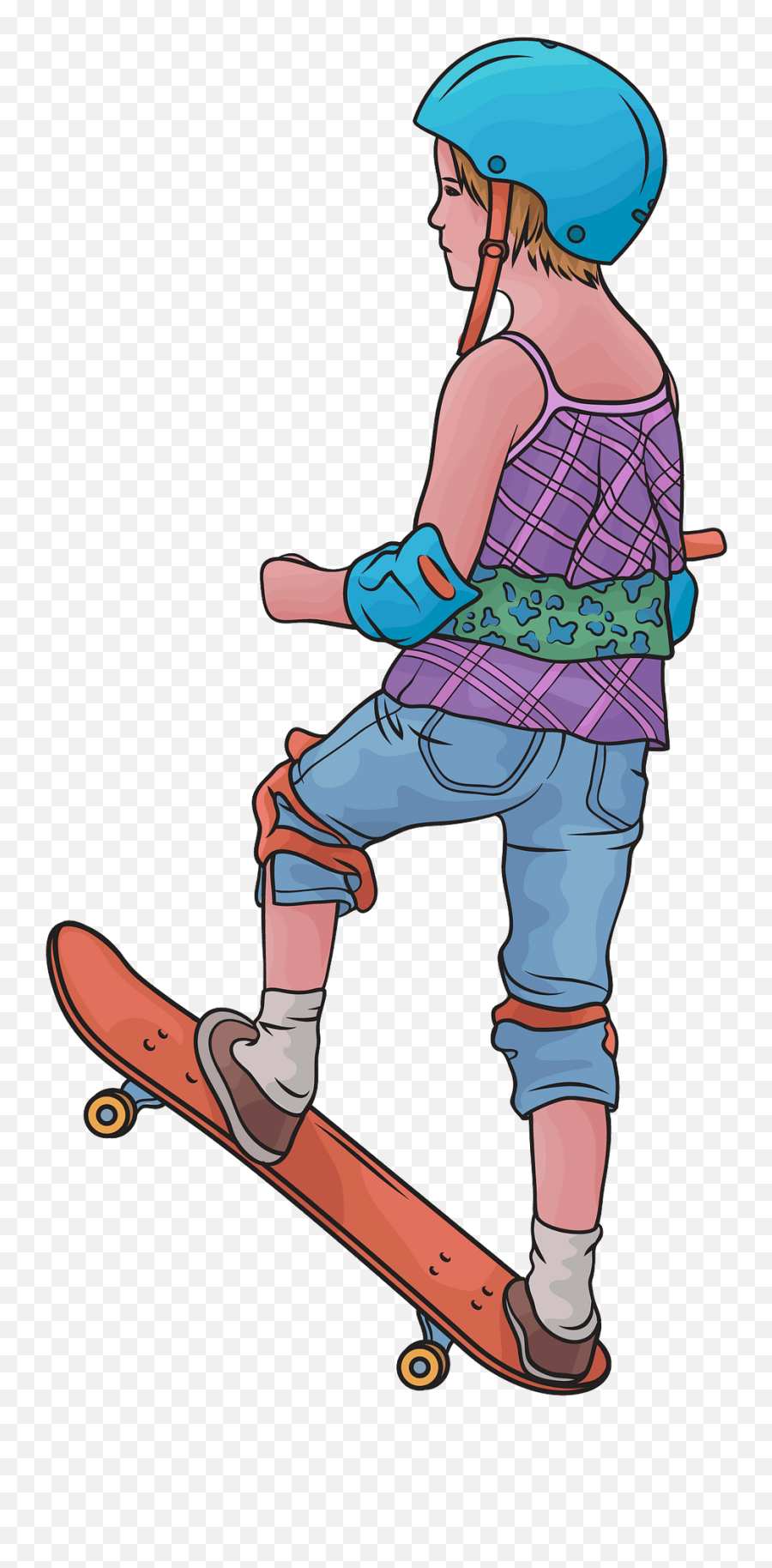 Little Girl Skateboarder Clipart - Little Girl Skateboard Clipart Emoji,Skateboard Clipart