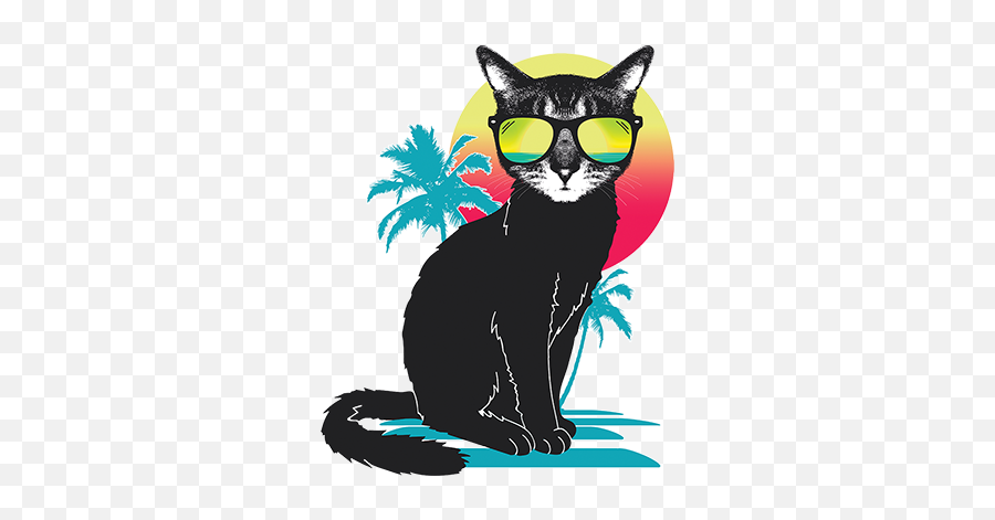 Cool Summer Cat Heat Transfers T - Shirt Transfers Ironon Transfers Emoji,Cool Cat Png
