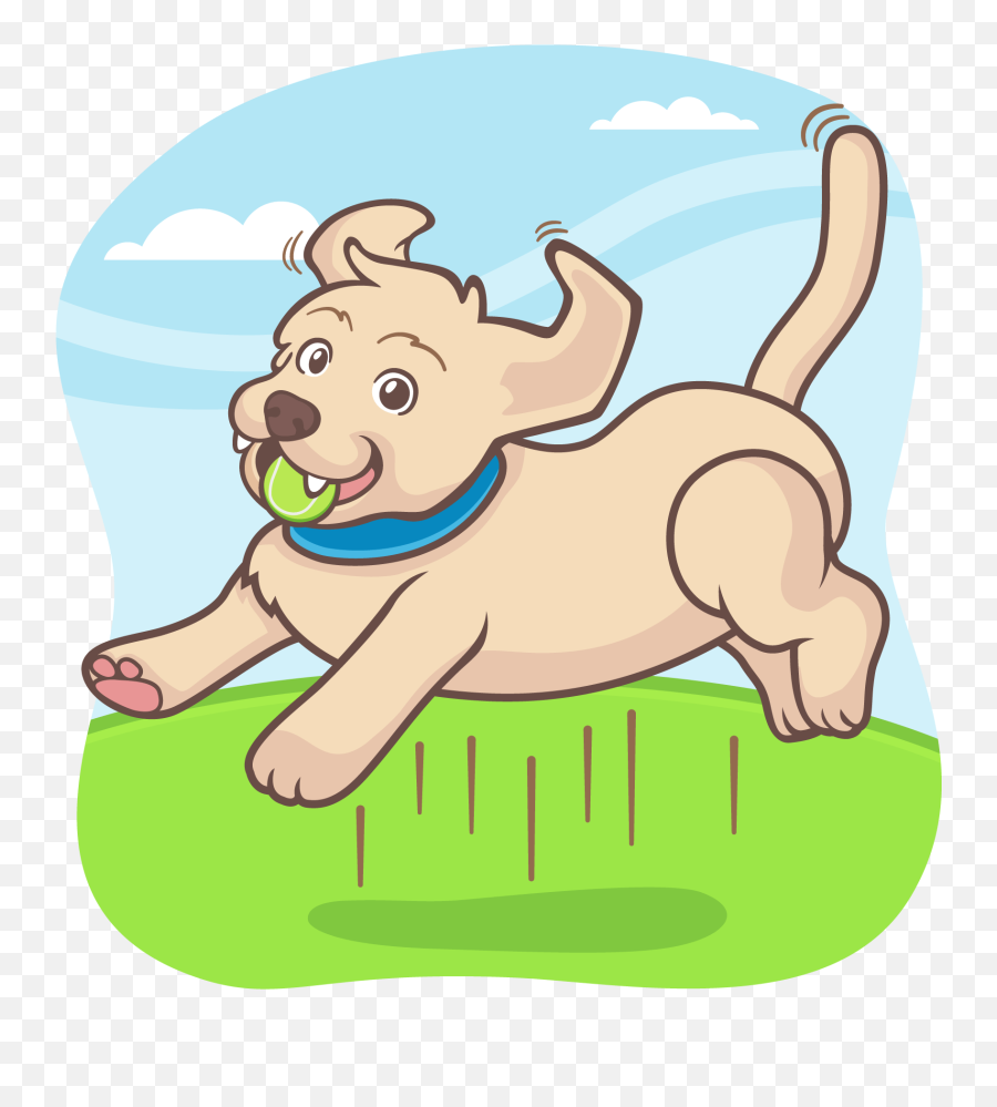 Download Dog Jumping And Catching A Tennis Ball - Clip Art Dog Playing Clipart Emoji,Tennis Ball Clipart