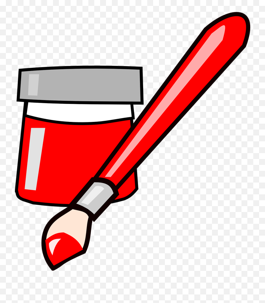 Download Paint Brush Clipart Red - Paint Brush Clip Art Png Paint Brush With Red Paint Clipart Emoji,Paint Brush Clipart